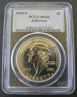 USA 1993 P Jefferson Dollar PCGS MS66
