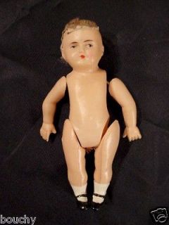 ANTIQUE 3 1/4 JOINTED CELLULOID DOLL MINERVA ? MRKD 9 GERMANY NEEDS