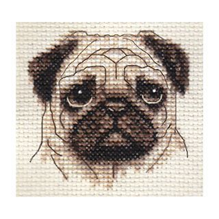 FAWN PUG dog, puppy ~ Full counted cross stitch kit, all materials