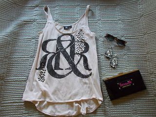 Rock And Republic Pink And Gray Studded Logo Tank Sexy Rock And Roll
