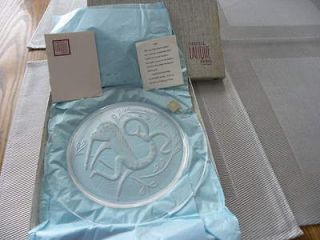 1968 CRYSTAL GAZELLE FANTASIE LALIQUE CRYSTAL PLATE W/ BOX & PAPERS