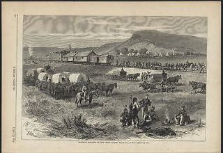 Building the Railroad Great Plains Indians 1875 antique wood engraved