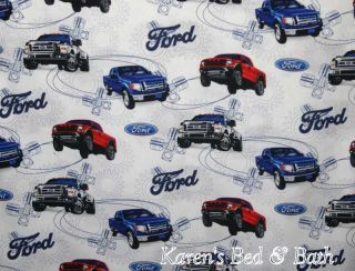 Ford Trucks Blue Red Truck White Curtain Valance NEW