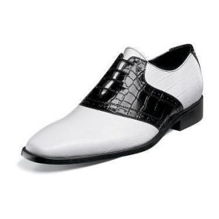 Stacy Adams Mens Cassius Black and White Lace up Dress Shoe 24728