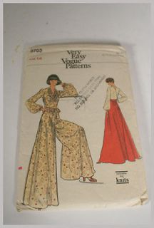 Vintage 70s Very Easy VOGUE Pattern 8755 Misses Blouse Palazzo Pants