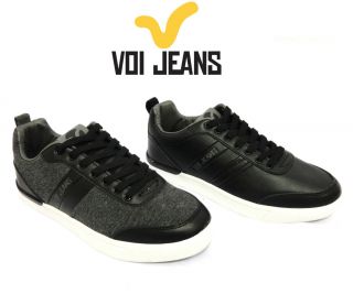 NEW MENS VOI JEANS DESIGNER BLACK/CHARCOAL NEPTUNE TRAINERS SHOES ON