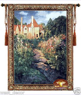 GARDEN WALK AT SUNSET 39W x 52L JACQUARD WOVEN WALL HANGING TAPESTRY