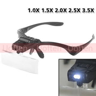 Lens Head Magnifier Glass Visor LED Magnifying Loupe 1.0X 1.5X 2.0X