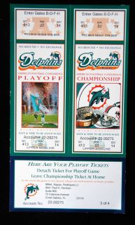 Miami Dolphins   1998 AFC Playoff & Championship Games Full Unused