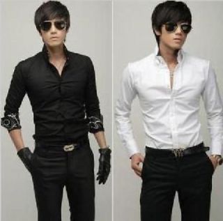 Men Slim Fit Silk Sleeve Luxury Dress Shirts FREE S&H