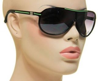 DG Mens Fashion Aviators Sunglasses 67605 Black Frame Green Stripe