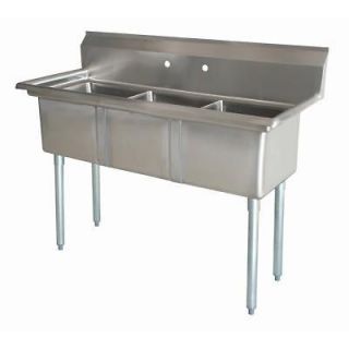 Commercial Stainless Steel 3 Compartment Sink NSF 10 x 14 x 10