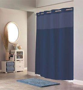 Hookless Fabric Shower Curtain   Navy