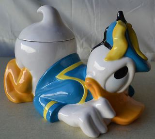 Disney Donald Duck Laying Down w Banana On Head Cookie Jar #E583