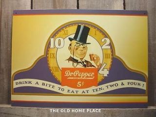 METAL DR PEPPER TOP HAT MAN DRINK A BITE TIN SIGN SIGNS