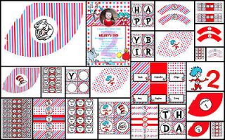 Deluxe Printable Party Decorations   Dr. Seuss or Circus Theme