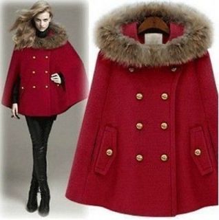 Princess Womens Faux Fur Hooded Poncho Winter Coat Jacket Ladies Cape