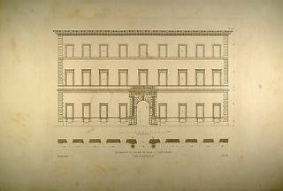 1860 Engraving Palazzo Sciarra Palace Rome Blueprint Letarouilly
