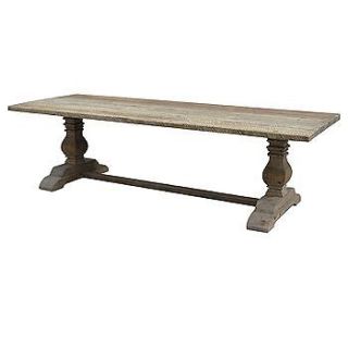 Bleached Pine Reclaimed Wood Trestle Dining Table 110