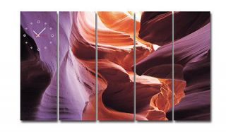 Canyons Modern Decor Wall Clock Set Of 5 Canvases FRAMED Interior