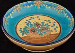 Art Deco Style Footed Longwy France Faience / Majolica Bowl