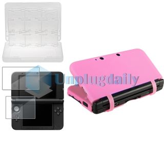 Pink Skin Gel Case+2 LCD Screen Film+White 28in1 Card Case For