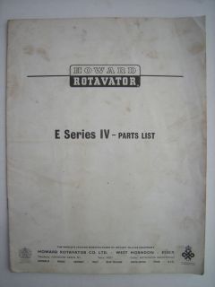 ORIGINAL HOWARD ROTAVATOR E SERIES IV PARTS LIST