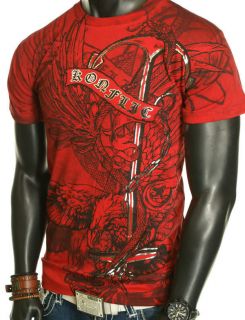 NEW MENS RED UFC EAGLE SNAKE WINGS SWORD GRAPHIC FOIL MMA CLUB T SHIRT