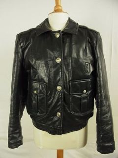 Vintage Womens Chicago Police Motorcycle Leather Jacket Black M L