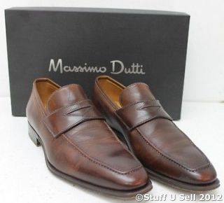 MASSIMO DUTTI Brown Micasin Classic Slip On Leather Dress Shoe Size
