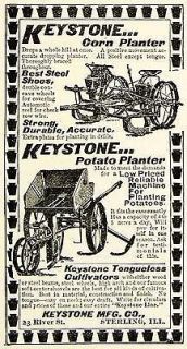 1898 Ad Keystone Corn Planter Potato Tongueless Cultivators