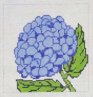 Edie & Ginger Blue Hydrangea flower handpainted HP Needlepoint Canvas