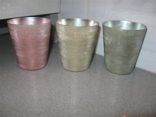 Vintage Lot 3 Adonized Textured Aluminum Color Tumblers Cups RARE