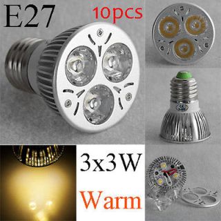 10x Dimmable E27 9W 110V 3X3W LED light Warm White Bulb Lamp expedite