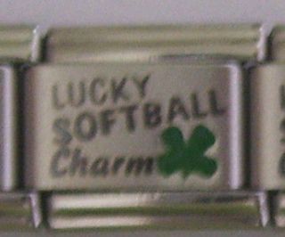 9mm Italian Lucky Softball Sports Charm Good Clover