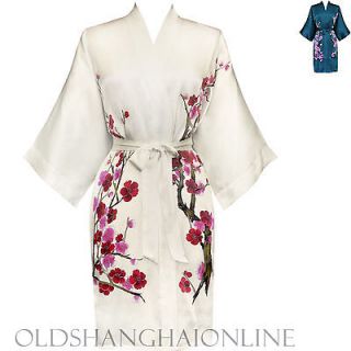 100% SILK KIMONO handpainted wrap robe short (More Colors) (HPKMS)