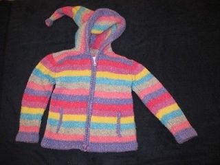 Girls pink purple striped Hand Made Ecuador sweater jacket coat sz 3 4