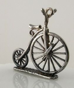 Vintage English PENNYFARTHING BIKE Charm WHEELS