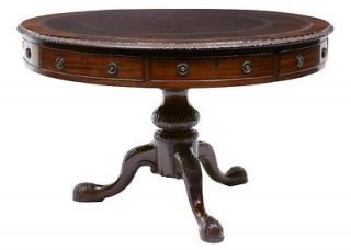 19TH CENTURY ANTIQUE MAHOGANY LEATHER TOP DRUM TABLE