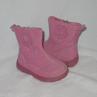 LELLI KELLY Pink Suede Flower Applique BOOTS Baby Toddler Size 21