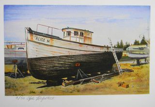 OLD DINOSAURS Print #3 Fishing Trawler Charleston Harbor Oregon
