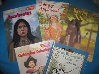 historical Childrens books Pocahontas, Johnny Appleseed, Harriet