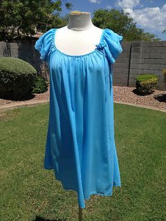 NWT Miss Elaine Silk Essence Nightgown Short Size S Blue w/Rosette