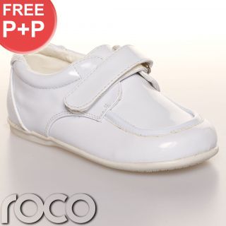 Childrens Baby Boys White Shoes Velcro Wedding Page Boy Christening