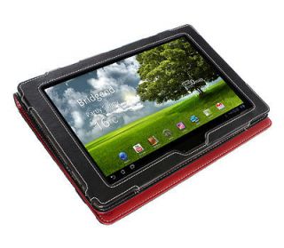 Asus Eee Pad Transformer 10.1 (TF101) Tablet Red Leather Cover Stand