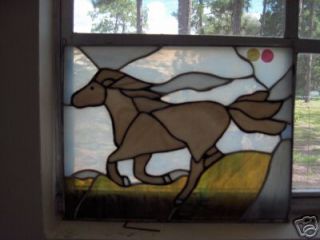 WILD HORSE Running Stained Glass ART Panel new