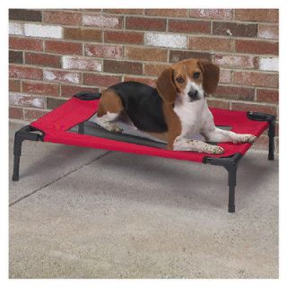Elevated Red Mesh Panel Lightweight Portable Outdoor Dog Pet Bed Cot