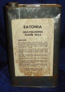 GL001 Vtg T. Eaton Co Eatonia Self Polishing Floor Wax Tin Can 1 Gal