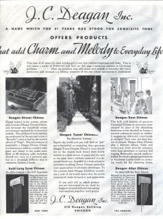 1931 ad lg deagan chimes dinner tower door altar