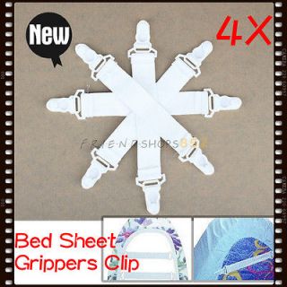 4x Bed Sheet Grippers Holder Clip Fasteners Elastic Set
